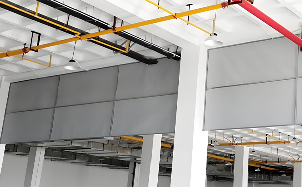 商场防烟分区常闭节点：大武口挡烟垂壁高度与控制器接线图解